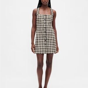 🖤 NEW WITH TAGS — GAP XXL Tall Linen-Blend Button-Front Mini Gingham Dress